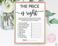 Load image into Gallery viewer, Minimalist Typography Modern The Price is Right Baby Shower Game Digital Printable File - Instant Download - MN1