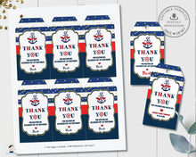 Load image into Gallery viewer, Chic Nautical Thank You Tags Baby Shower 1st Birthday Editable Template - Instant Download - Digital Printable File - NT1