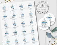 Load image into Gallery viewer, Chic Nautical Ahoy It&#39;s a Boy 2 Inches Circle Round Label Editable Template - Digital Printable File - Instant Download - NT2