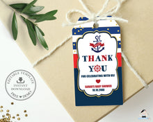 Load image into Gallery viewer, Chic Nautical Thank You Tags Baby Shower 1st Birthday Editable Template - Instant Download - Digital Printable File - NT1