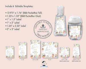 Chic Nursery Rhyme Hand Sanitizer Bottle Labels 6 Sizes - Editable Templates - Digital Printable File - Instant Download - NR1