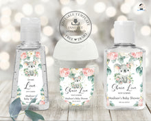 Load image into Gallery viewer, Pink Floral Greenery Cute Koala Baby Shower Birthday Favor Hand Sanitizer Lotion Labels Stickers Editable Template - Digital Printable File - Instant Download - AU2