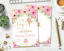 Load image into Gallery viewer, Spring Floral Fairy Baby Shower Invitation - Instant EDITABLE TEMPLATE - FF3