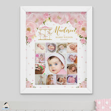 Load image into Gallery viewer, Carousel Pink Floral Baby First Year Photo Collage EDITABLE TEMPLATE - Instant Download - Digital Printable File - CR3
