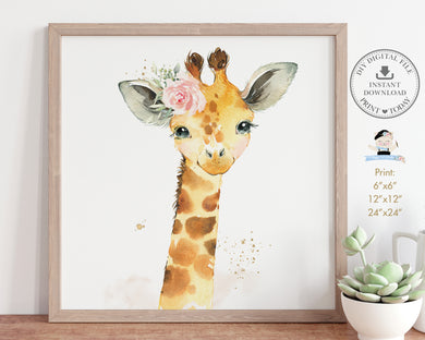 Chic Watercolor Giraffe Jungle Animals Nursery Wall Art Printable, INSTANT DOWNLOAD, JA6