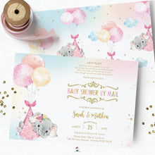 Load image into Gallery viewer, Elephant Baby Shower by Mail Invitation Baby Girl Long Distance Virtual Shower - Editable Template - Instant Download - EP3