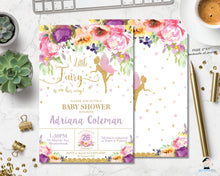 Load image into Gallery viewer, Summer Floral Fairy Baby Shower Invitation - Instant EDITABLE TEMPLATE - FF2