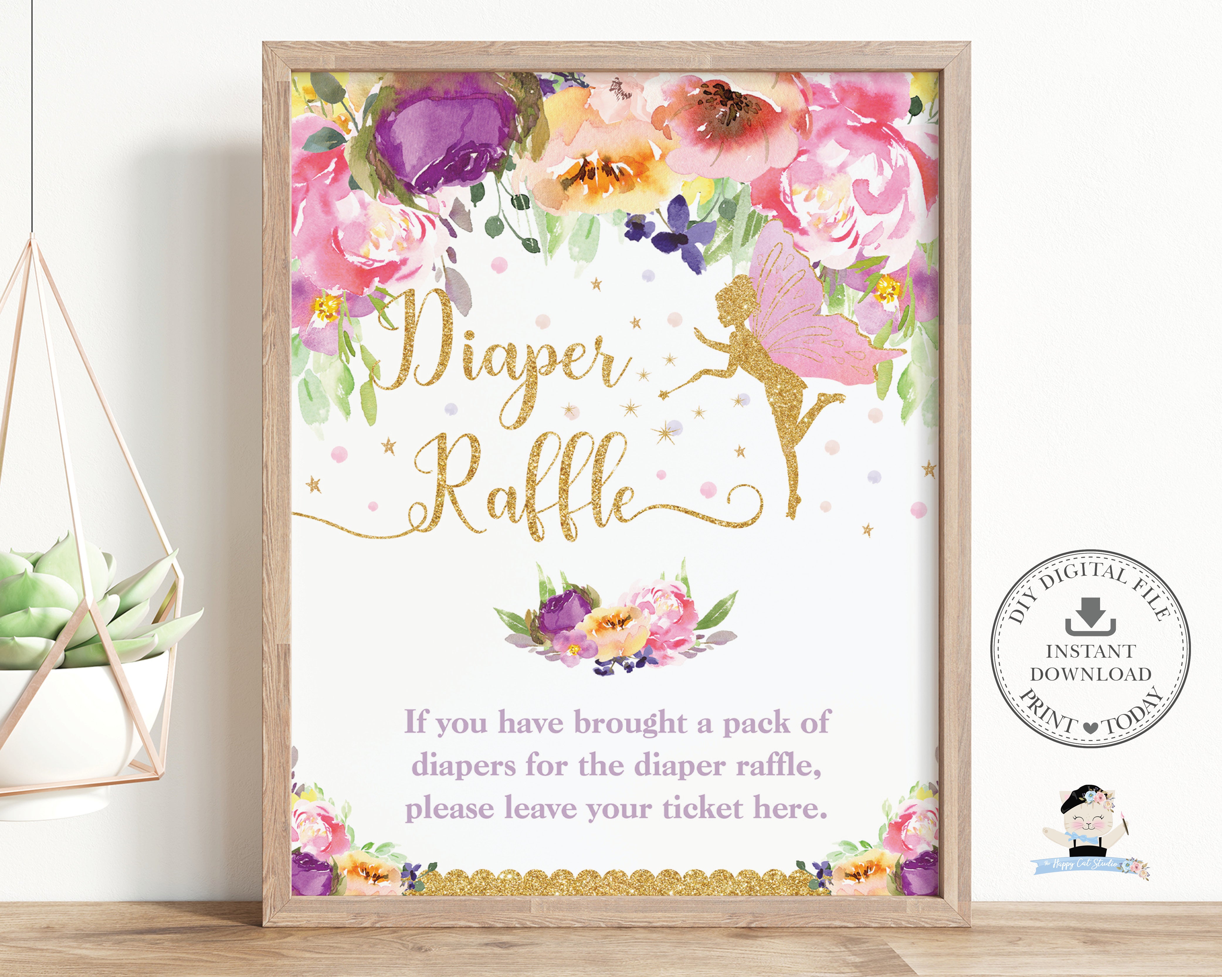 Pink Diaper Raffle Sign Pink Printable Diaper Raffle Sign