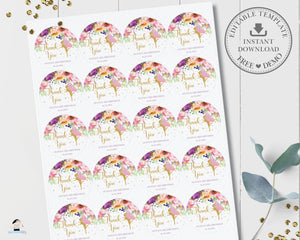 Purple Pink Floral Fairy Circle Round 2 Inches Labels Editable Template - Digital Printable File - Instant Download - FF2