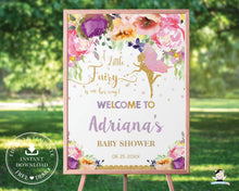Load image into Gallery viewer, Chic Purple Floral Fairy Birthday Baby Shower Welcome Sign - Editable Template - Digital Printable File - Instant Download - FF2