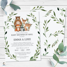 Load image into Gallery viewer, Rustic Greenery Woodland Animals Virtual Baby Shower by Mail Invitation Editable Template - Instant Download - Digital Printable File - WG7