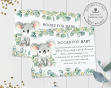 Load image into Gallery viewer, Koala Eucalyptus Greenery Bring a Book Card Insert - Instant Download - Digital Printable File - AU2