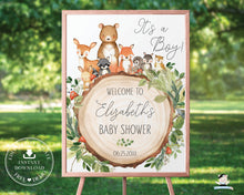 Load image into Gallery viewer, Woodland Animals Baby Shower Birthday Welcome Sign Editable Template - Instant Download - Digital Printable File - WG2