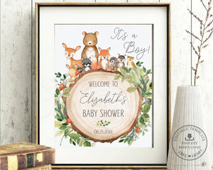 Woodland Animals Baby Shower Birthday Welcome Sign Editable Template - Instant Download - Digital Printable File - WG2