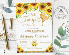 Load image into Gallery viewer, Chic Sunflower Floral Fairy Baby Shower Invitation Editable Template - Digital Printable File - Instant Download FF6