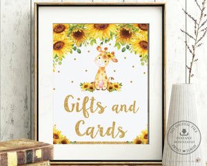 Chic Sunflower Giraffe Gifts and Cards Sign Decor - Digital Printable File - Instant Download - GF2