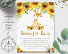 Load image into Gallery viewer, Sunflower Giraffe Books for Baby Baby Shower Birthday Party Extra Info 3&quot;x4&quot; Card - Editable Template - Digital Printable File - Instant Download - GF2