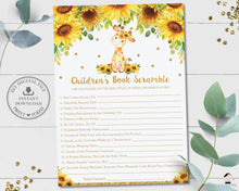 Load image into Gallery viewer, Sunflower Giraffe Children&#39;s Book Scramble Baby Shower Game Activity - Digital Printable File - Instant Download - GF2