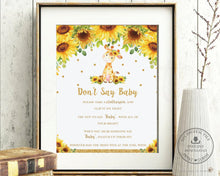 Load image into Gallery viewer, Chic Sunflower Giraffe Don&#39;t Say Baby Game Baby Shower Acvitivity - Digital Printable File - Instant Download - GF2