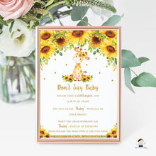 Load image into Gallery viewer, Chic Sunflower Giraffe Don&#39;t Say Baby Game Baby Shower Acvitivity - Digital Printable File - Instant Download - GF2