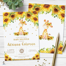Load image into Gallery viewer, Sunflower Giraffe Baby Shower Invitation Editable Template - Digital Printable File - Instant Download - GF2