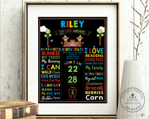 Cute Teddy Bear Picnic 1st Birthday Milestone Sign Editable Template - Instant Download - Digital Printable File - TB2