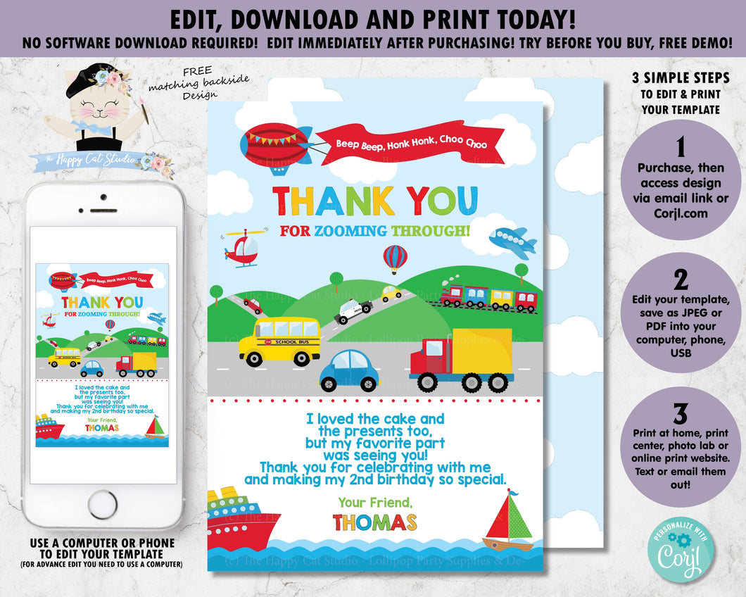 transportation-birthday-party-personalised-thank-you-card-editable-template-digital-printable-file
