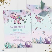 Load image into Gallery viewer, Whimsical Turtle Unicorn Under the Sea Birthday Invitation - Instant EDITABLE TEMPLATE Digital Printable File - MT2