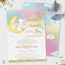 Load image into Gallery viewer, Twinkle Little Star Elephant Baby Girl Shower Invitation by Mail - Instant EDITABLE TEMPLATE - TS1