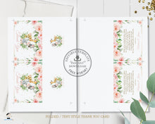 Load image into Gallery viewer, Jungle Animals Pink Floral Greenery Tent Folded Thank You Card Editable Template - Digital Printable File - Instant Download - JA6
