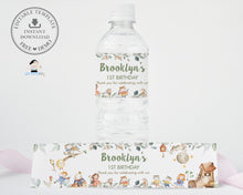 Load image into Gallery viewer, Chic Nursery Rhyme Greenery Water Bottle Labels - Editable Template - Digital Printable File - Instant Download - NR1