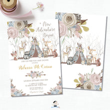 Load image into Gallery viewer, Whimsical Woodland Animals Baby Shower Girl Invitation - Editable Template - Digital Printable File - Instant Download - WA1