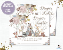 Load image into Gallery viewer, Whimsical Woodland Animals Baby Shower Girl Invitation Bundle Set - Editable Template - Digital Printable File - Instant Download - WA1