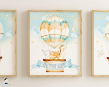 Load image into Gallery viewer, hot air balloon woodland animals nursery wall art decor instant download printable files