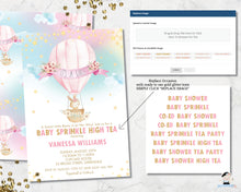 Load image into Gallery viewer, hot air balloon baby bunny baby shower sprinkle invitation editable template digital printable