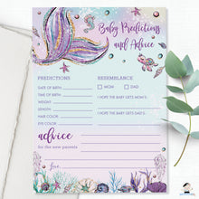 Load image into Gallery viewer, Mermaid Baby Predictions and Advice Card Baby Shower Activity - Instant Download - Digital Printable File - MT2
