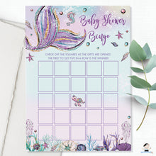 Load image into Gallery viewer, Whimsical Mermaid Pre-Filled Bingo Game Baby Shower Activity - Instant Download - Digital Printable File - MT2