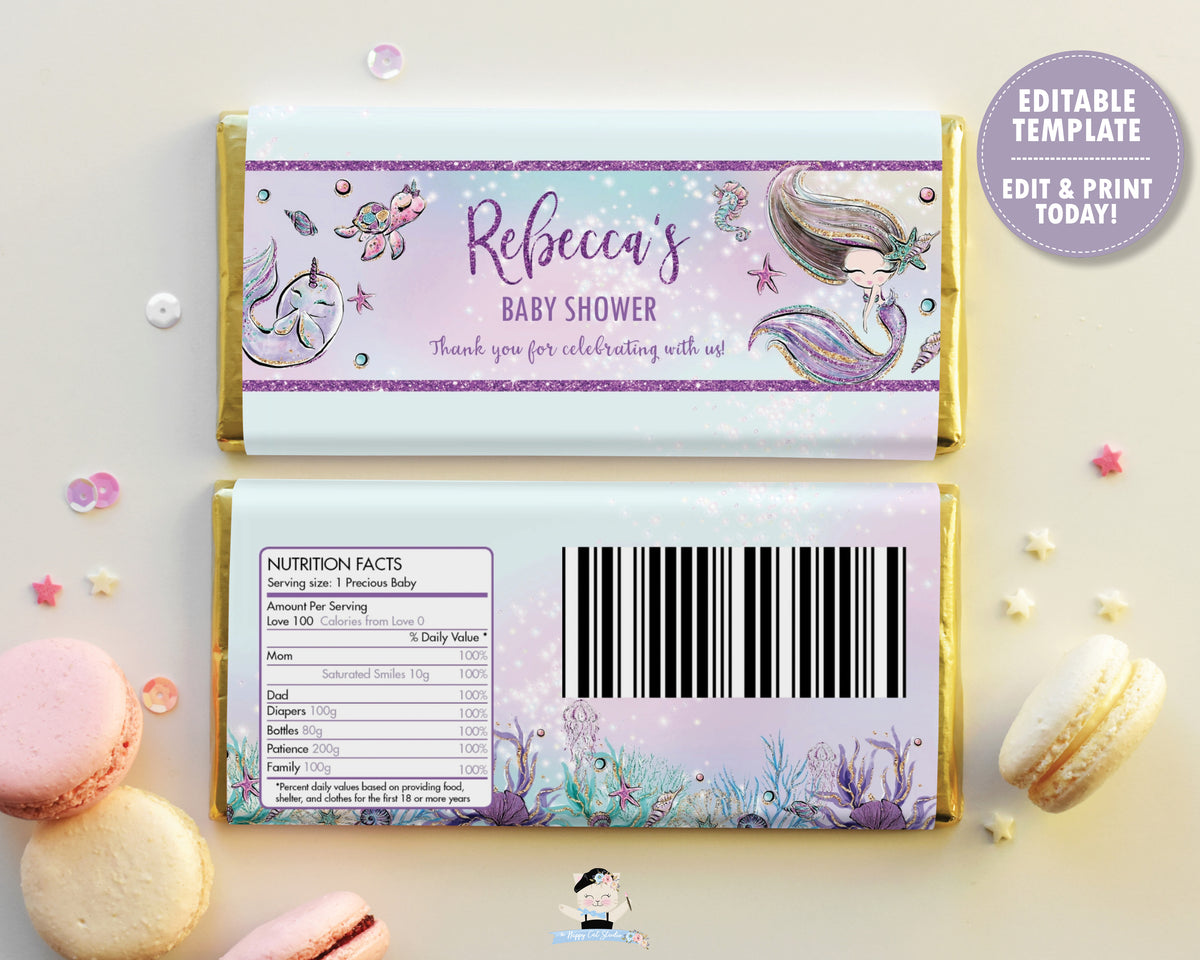 Whimsical Mermaid Under the Sea Chocolate Bar Wrapper for Aldi and Her ...