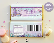 Load image into Gallery viewer, Mermaid Tail Under the Sea Chocolate Bar Wrapper for Aldi and Hershey&#39;s Chocolate Bars - EDITABLE TEMPLATE - Digital Printable File - Instant Download - MT2