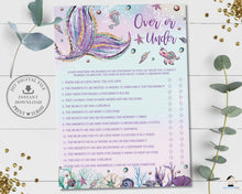 Load image into Gallery viewer, Mermaid Over or Under Quiz Baby Shower Game Activity - Instant Download - Digital Printable File - MT2