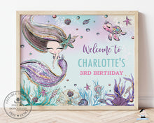 Load image into Gallery viewer, Whimsical Mermaid Under the Sea Baby Shower Birthday Welcome Sign Editable Template - Digital Printable File - Instant Download - MT2