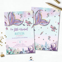Load image into Gallery viewer, Whimsical Under the Sea Mermaid Tail Birthday Party Invitation - Instant EDITABLE TEMPLATE Digital Printable File- MT2