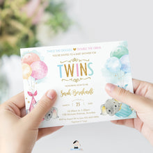Load image into Gallery viewer, Whimsical Twin Boy Girl Elephant Baby Shower Personalized Invitation Editable Template - Digital Printable File - EP3
