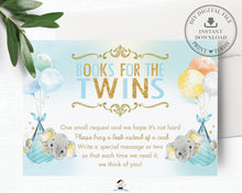 Load image into Gallery viewer, Whimsical Twin Boys Elephant Bring a Book Instead of a Card Insert - Digital Printable File - Instant Download -EP3