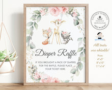 Load image into Gallery viewer, Woodland Pink Floral Greenery Signs Bundle Editable Templates - Digital Printable File - Instant Download - WG10
